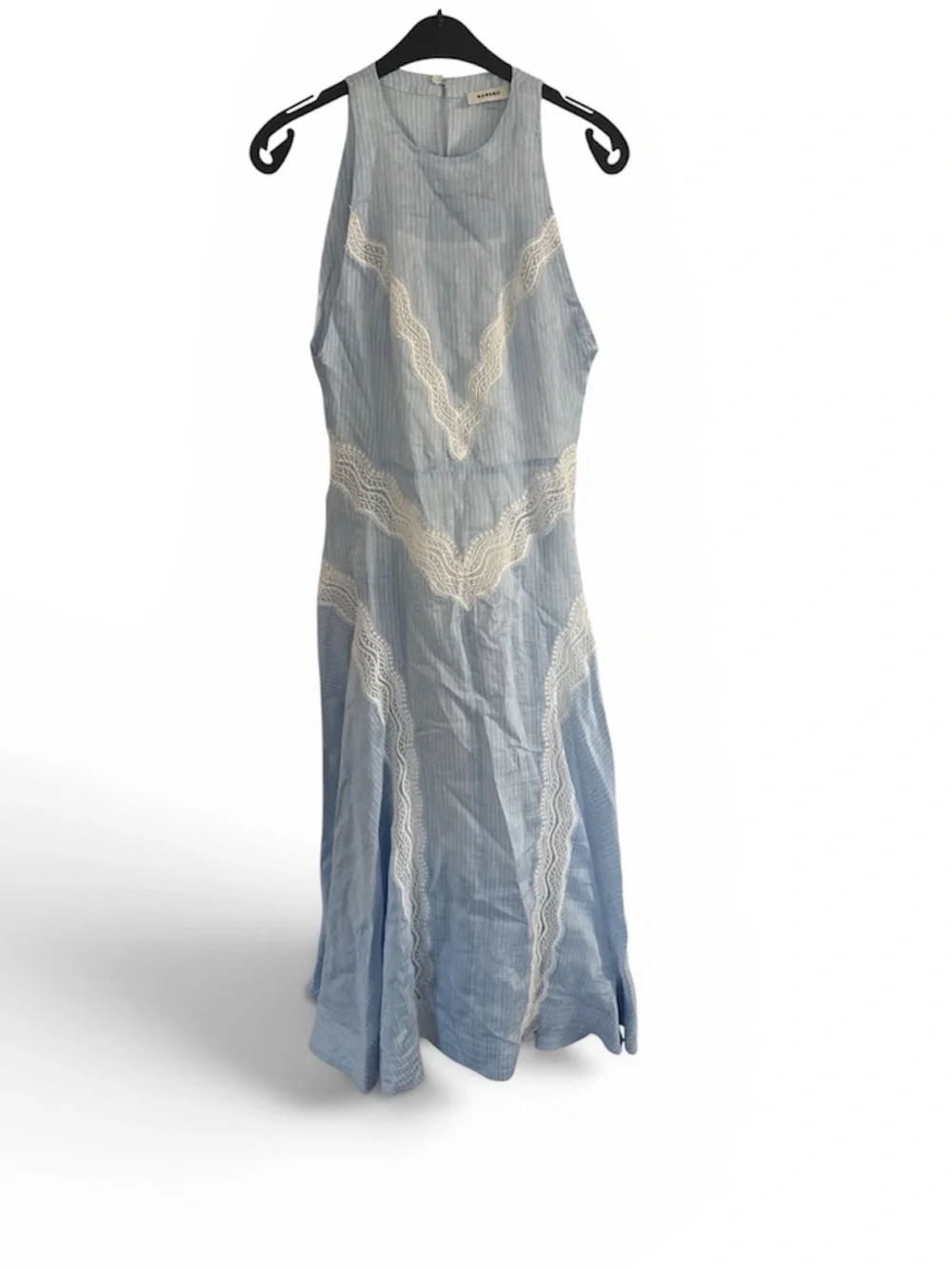 Sandro lace striped linen blend maxi dress • new sizes 6 or 8 - Picture 7 of 10